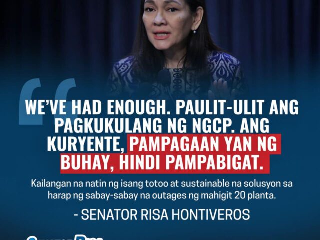 Hontiveros calls on DOE for lasting solutions amid power woes