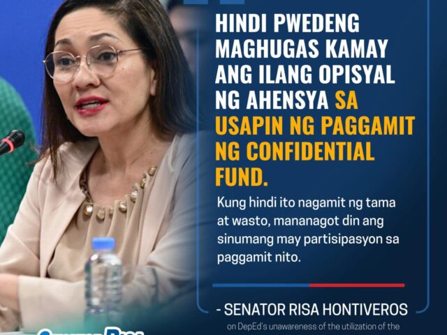 Senator Hontiveros criticizes misuse of DepEd’s Confidential Fund