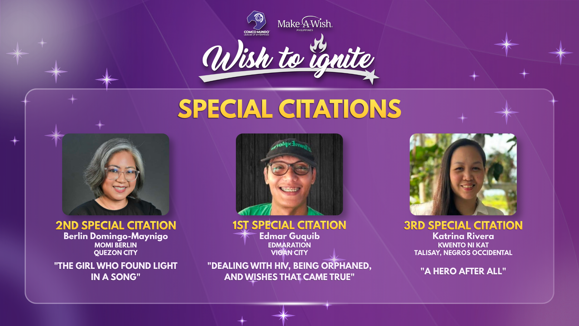 Wish to Ignite - Special Citations